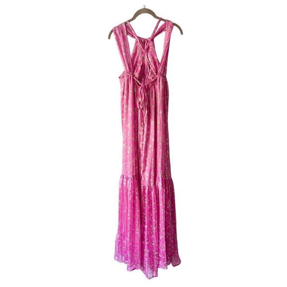 NWT Sabina Musayev Florian Floral Maxi Dress in Pink Chiffon - Picture 7 of 11